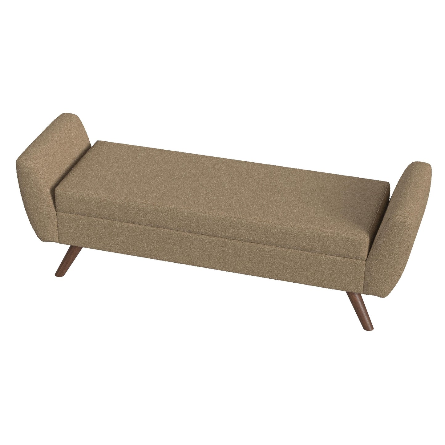 Banc de rangement moderne HomePop en sherpa avec pieds en bois
