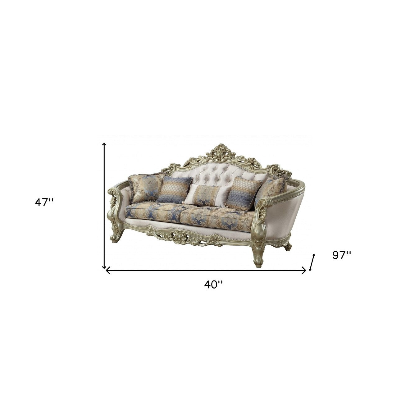 Coussins de canapé et d'appoint incurvés HomeRoots 36 en mélange de polyester Pearl à motif floral - 40' x 97' x 47'