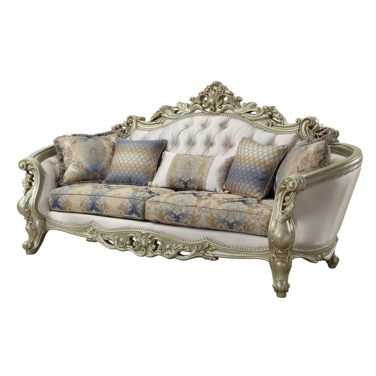 Coussins de canapé et d'appoint incurvés HomeRoots 36 en mélange de polyester Pearl à motif floral - 40' x 97' x 47'
