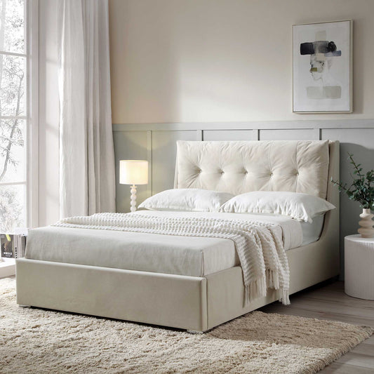 Lit coffre ottoman en velours champagne Hadley