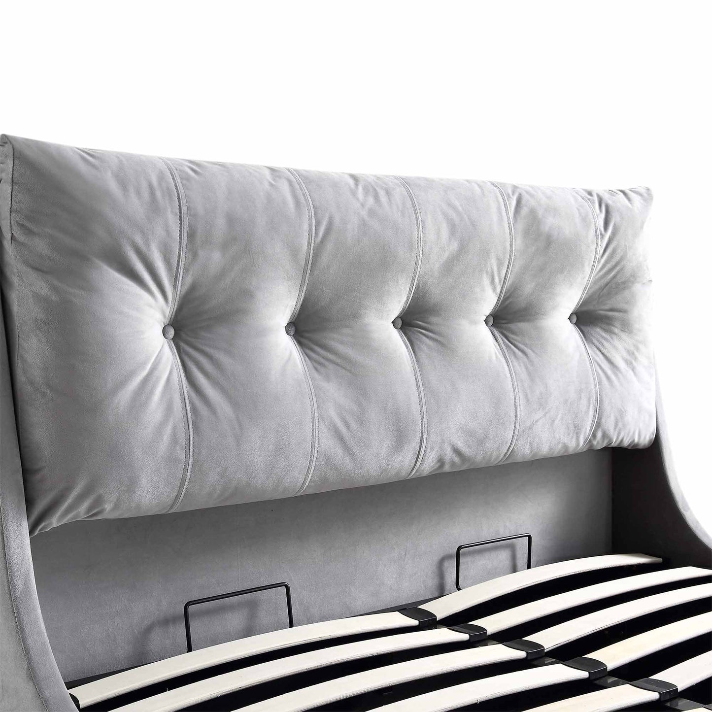 Lit coffre ottoman en velours gris Hadley