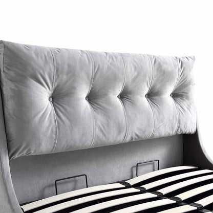 Lit coffre ottoman en velours gris Hadley
