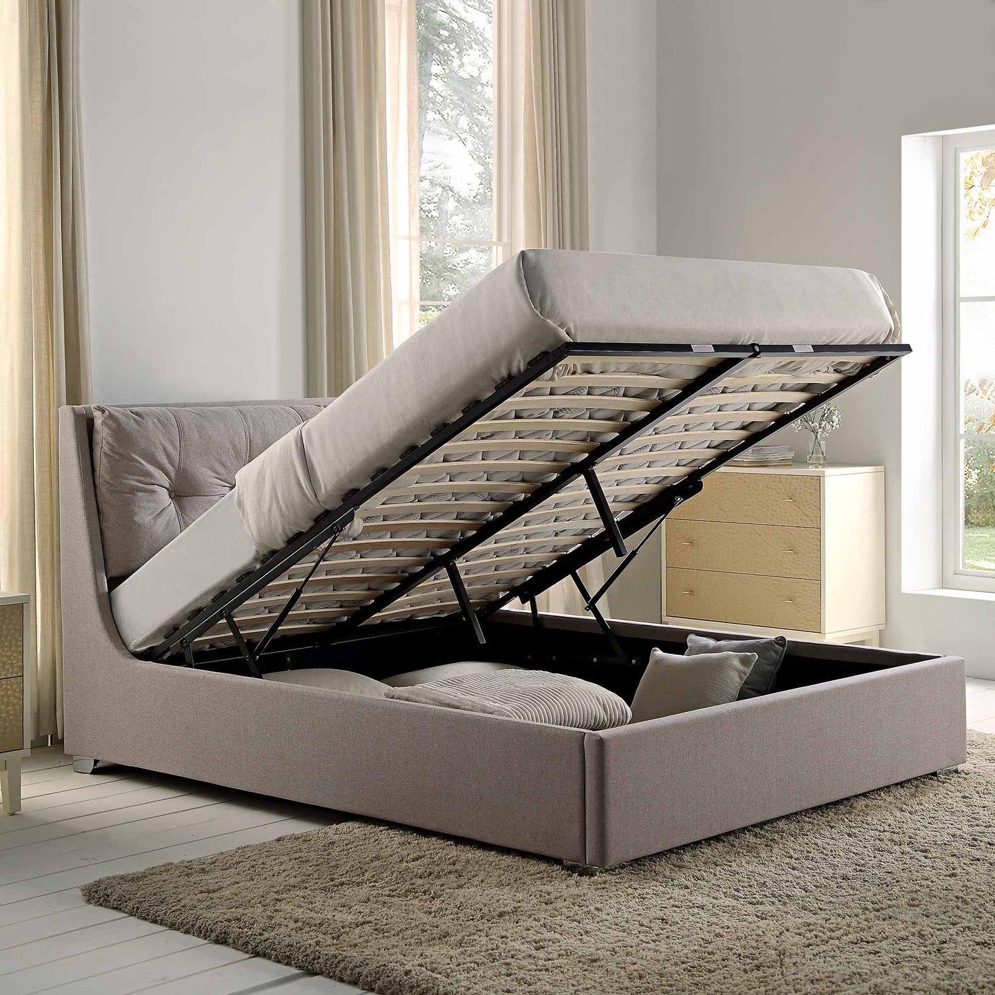 Lit coffre ottoman en tissu Hadley Stone