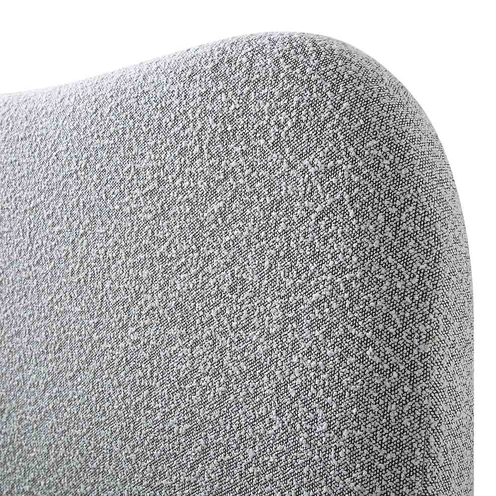 Lit coffre ottoman Egerie avec tête de lit incurvée et boucle gris brume