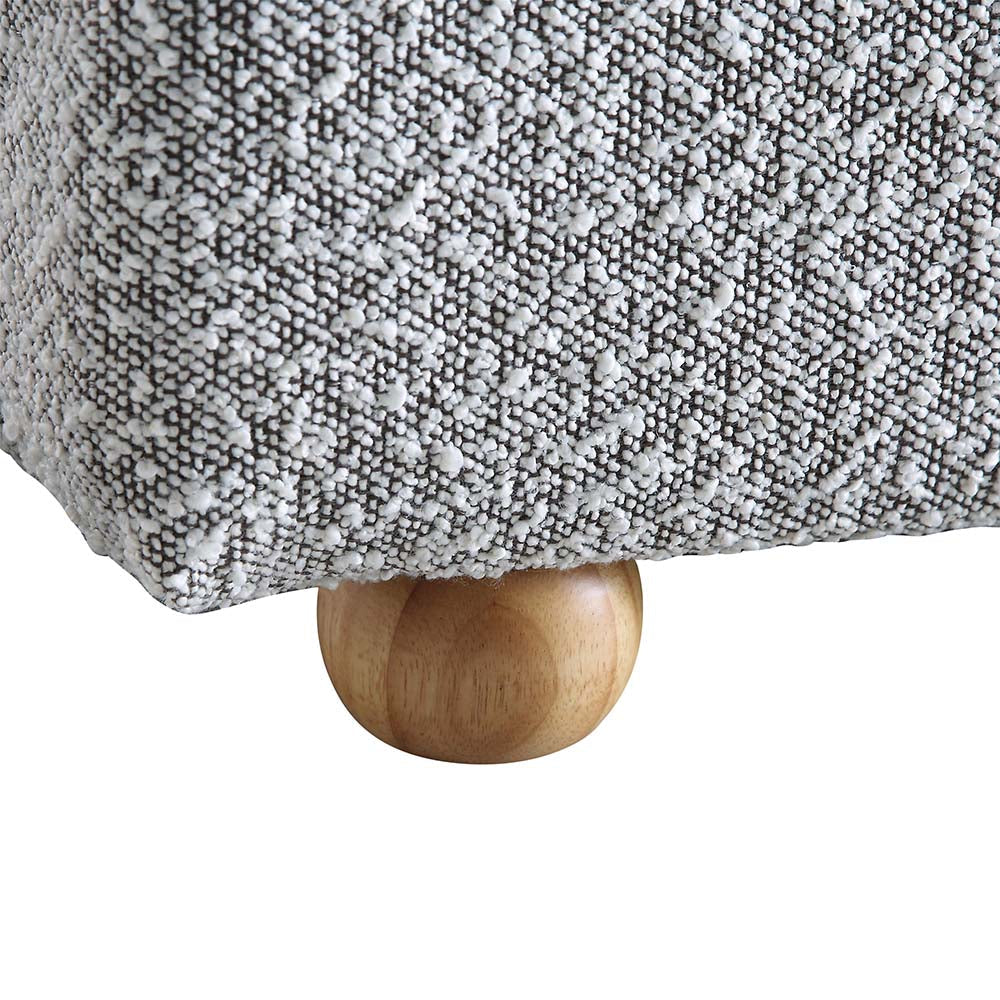 Lit coffre ottoman Egerie avec tête de lit incurvée et boucle gris brume