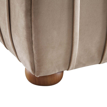 Lit coffre ottoman plissé Helia, velours taupe
