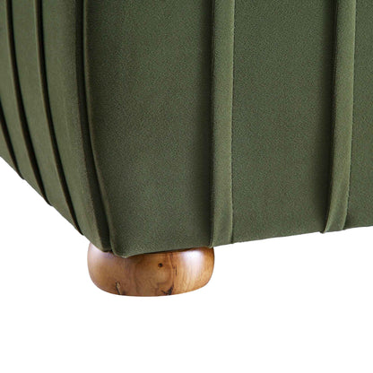 Lit coffre ottoman plissé Helia, velours vert mousse