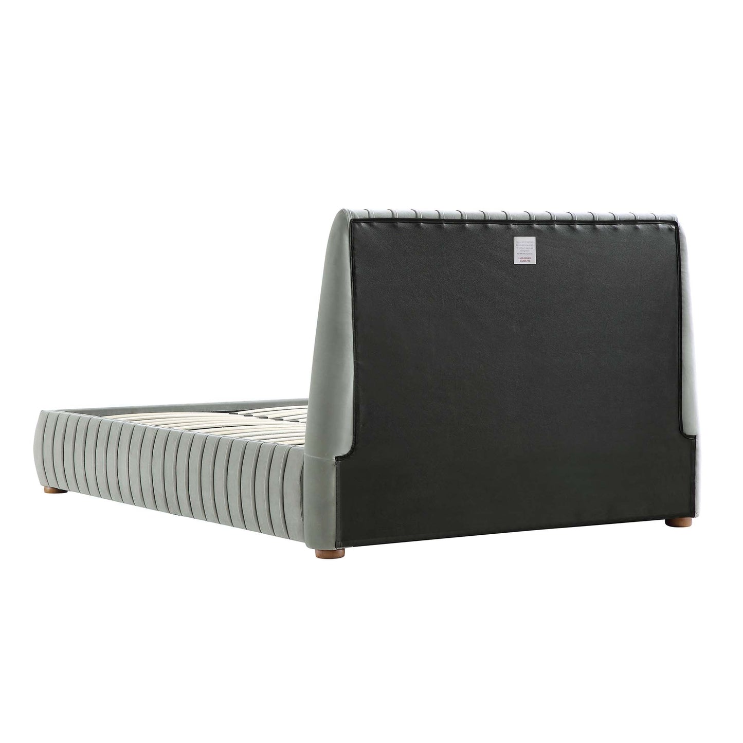 Lit coffre ottoman plissé Helia, velours gris argenté