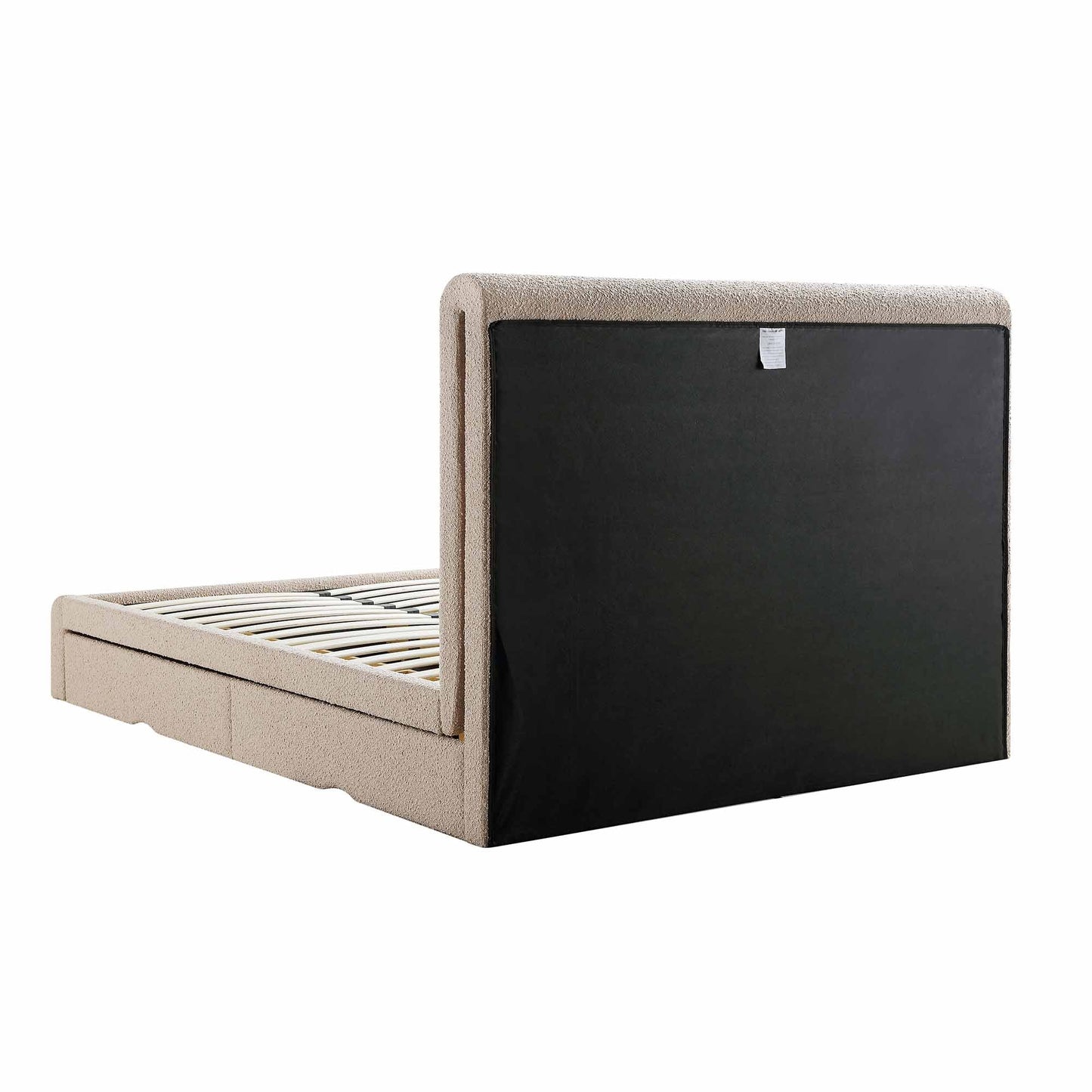 Lit incurvé Hampstead Taupe Boucle avec rangement à 4 tiroirs