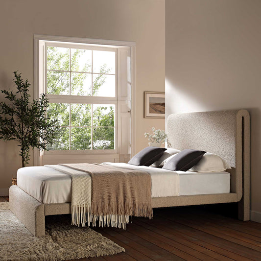 Lit incurvé Hampstead Taupe Boucle