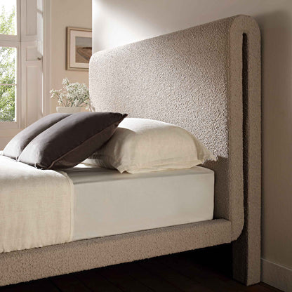 Lit incurvé Hampstead Taupe Boucle