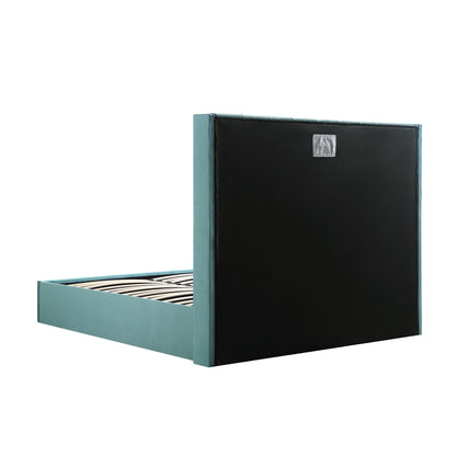 Lit de rangement ottoman en velours bleu écume de mer Wilton