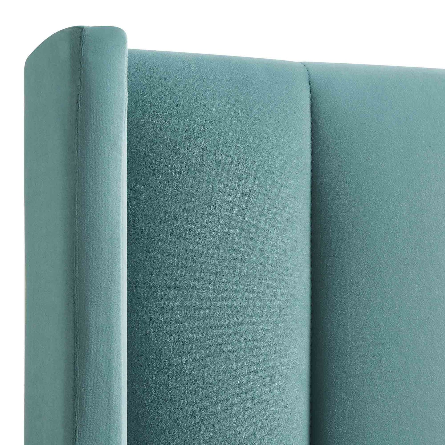 Lit de rangement ottoman en velours bleu écume de mer Wilton