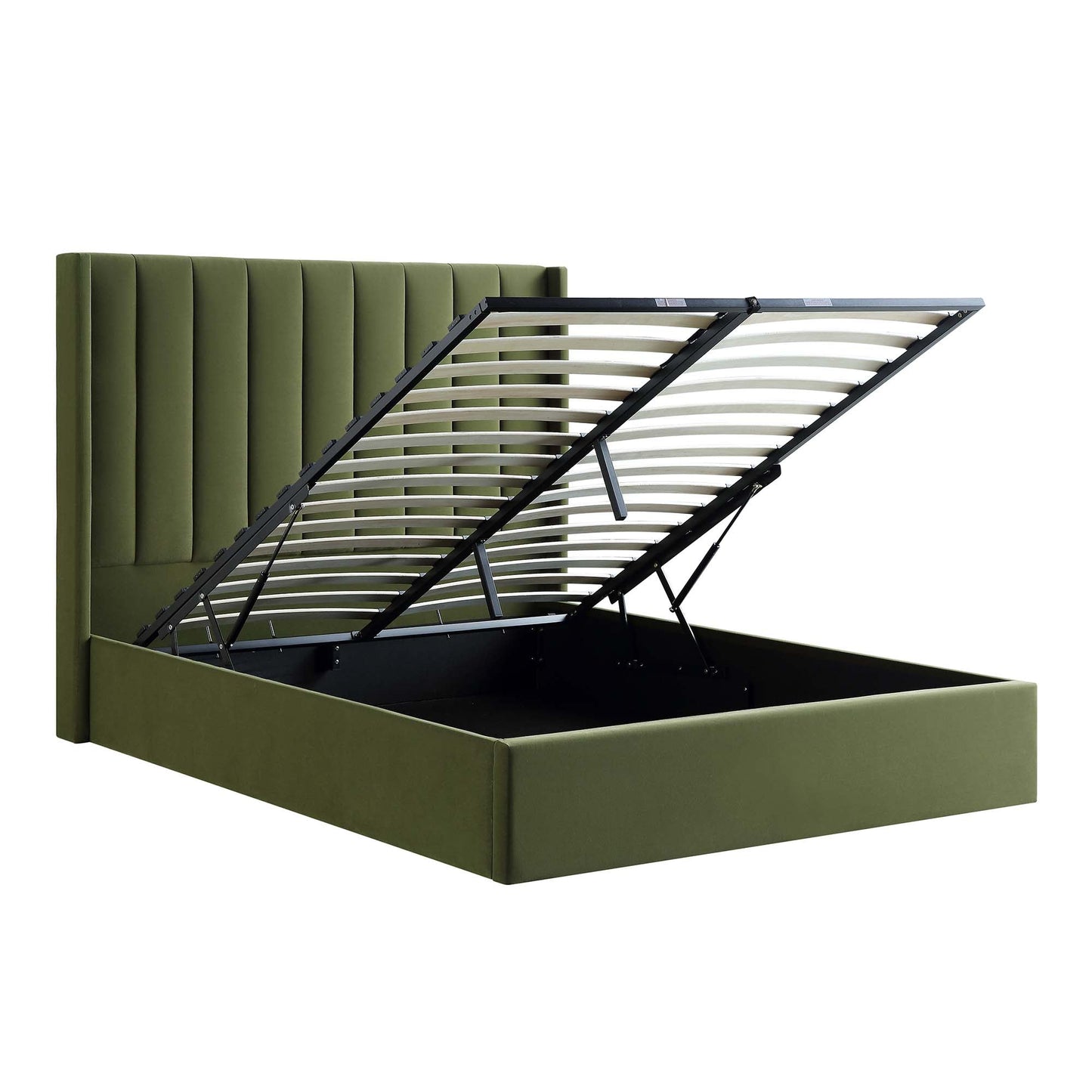 Lit coffre ottoman en velours vert mousse Wilton