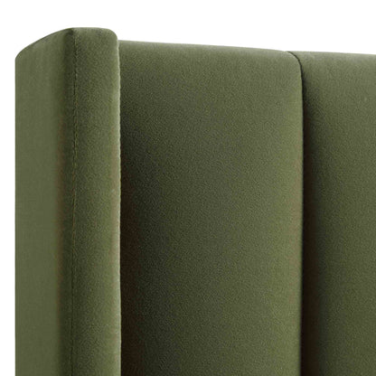 Lit coffre ottoman en velours vert mousse Wilton