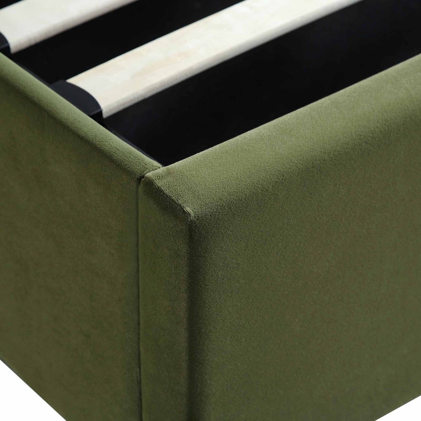 Lit coffre ottoman en velours vert mousse Wilton