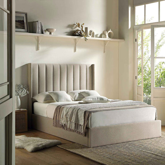Lit de rangement ottoman en tissu Wilton Warm Stone