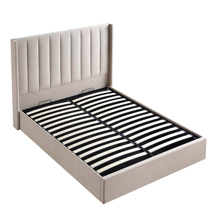 Lit de rangement ottoman en velours champagne Wilton