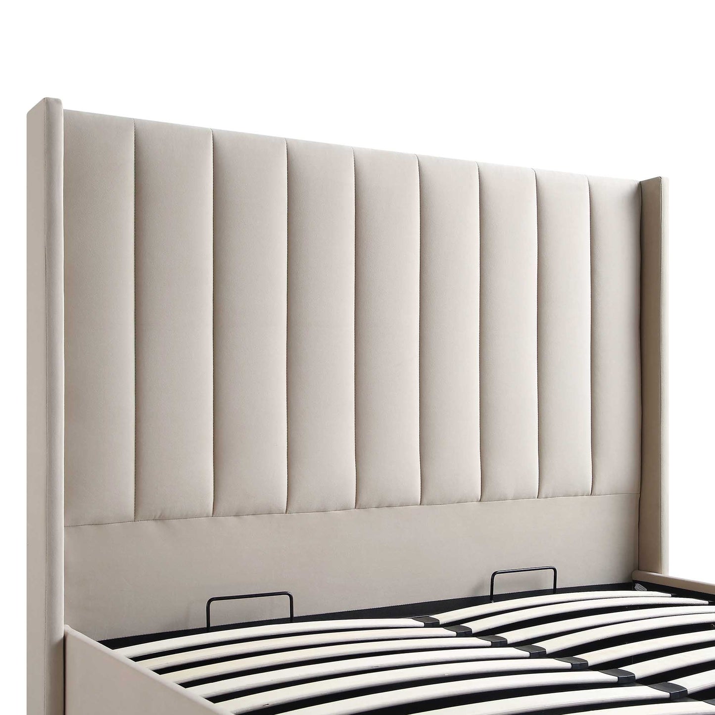 Lit de rangement ottoman en velours champagne Wilton