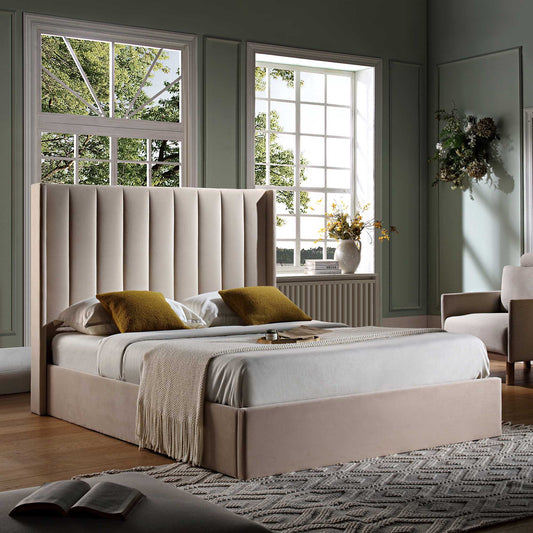 Lit de rangement ottoman en velours champagne Wilton