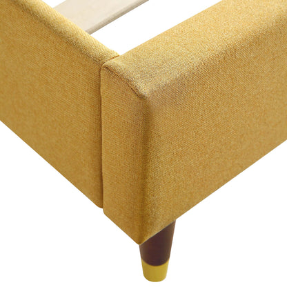 Cadre de lit rembourré en tissu jaune tournesol Eleanor avec tête de lit bombée