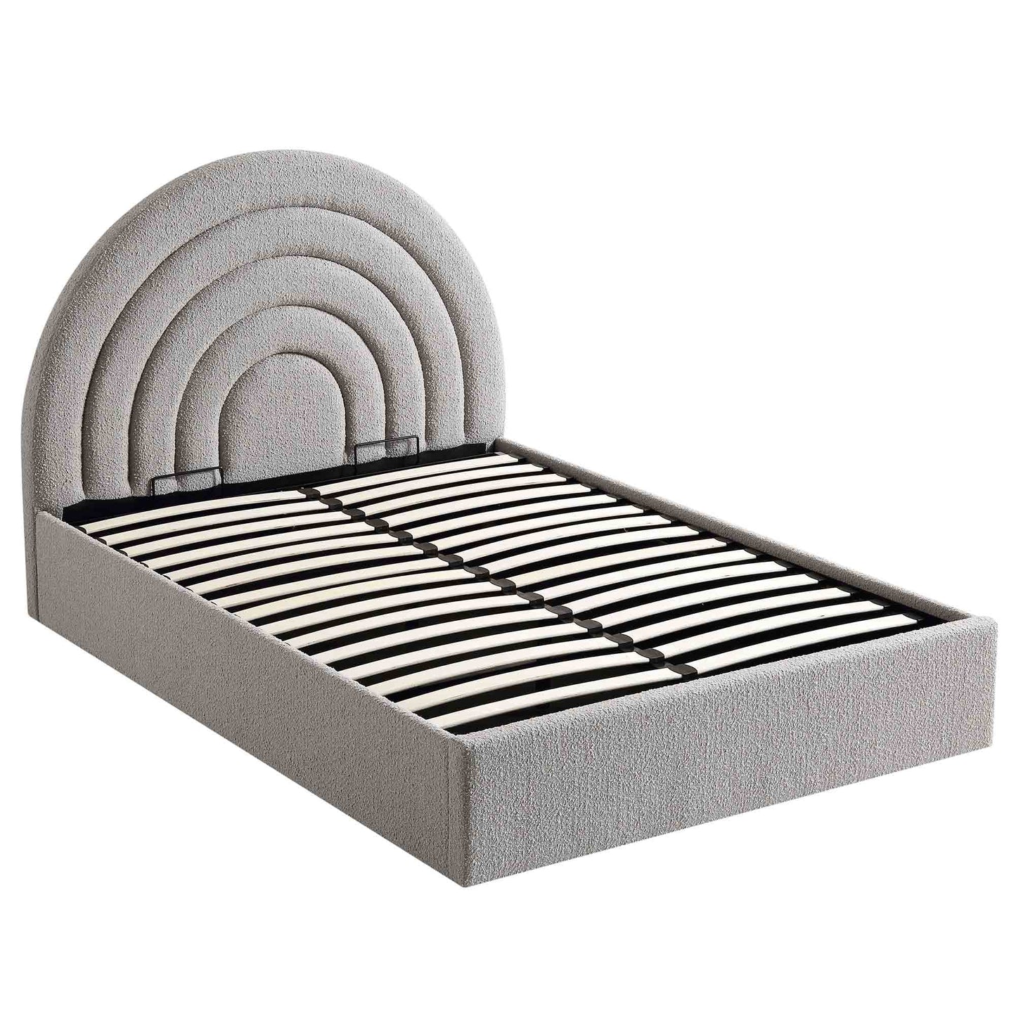 Lit coffre ottoman Archer gris bouclé