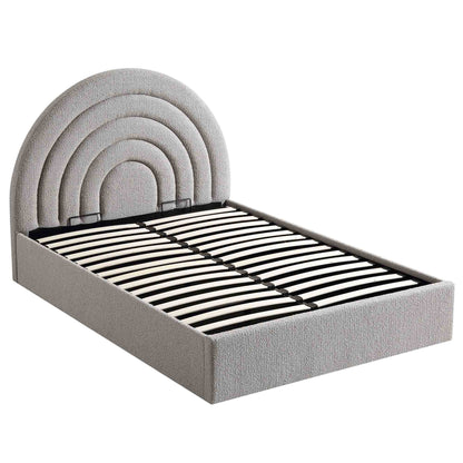 Lit coffre ottoman Archer gris bouclé