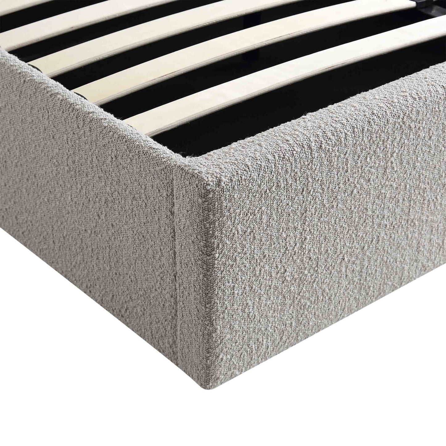 Lit coffre ottoman Archer gris bouclé