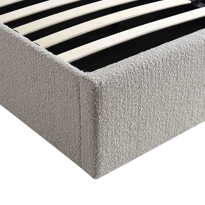 Lit coffre ottoman Archer gris bouclé