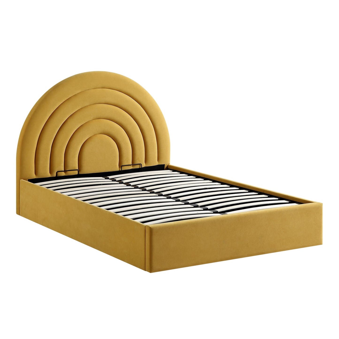 Lit coffre ottoman en velours jaune moutarde Archer