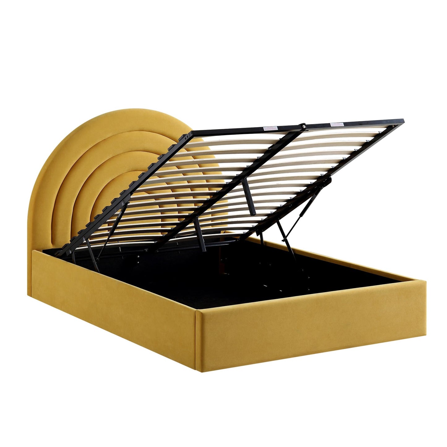 Lit coffre ottoman en velours jaune moutarde Archer