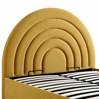 Lit coffre ottoman en velours jaune moutarde Archer