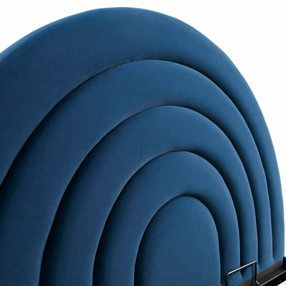Lit coffre ottoman en velours bleu marine Archer