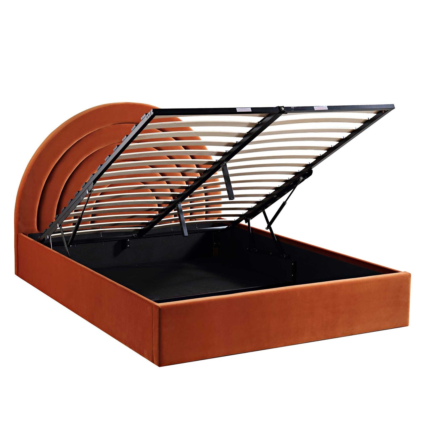 Lit coffre ottoman en velours rouille Archer