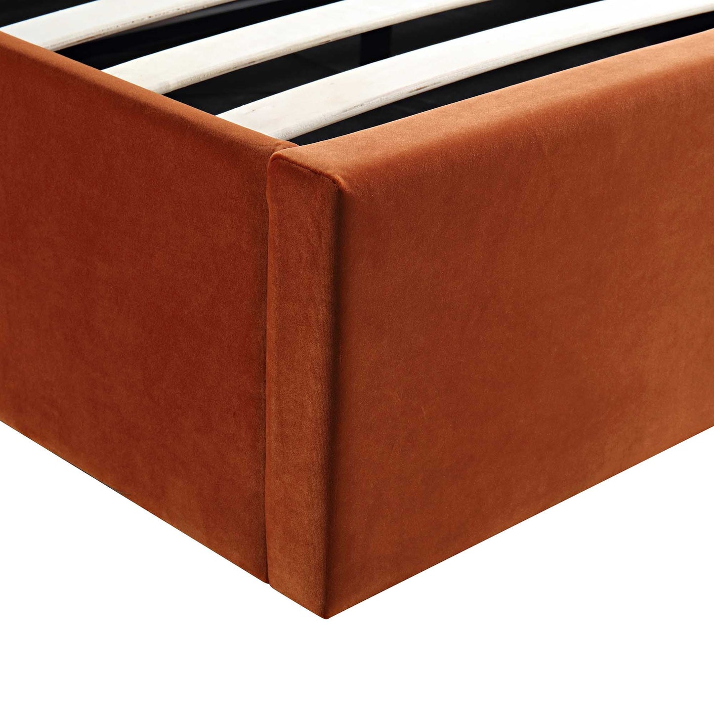 Lit coffre ottoman en velours rouille Archer