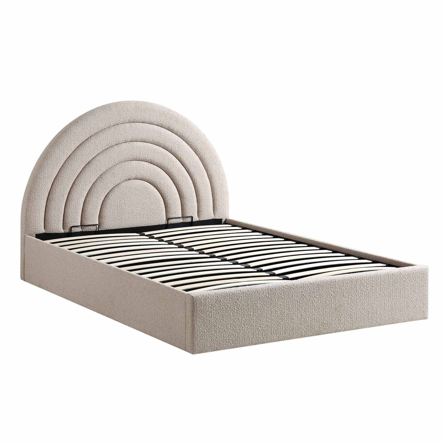 Lit coffre ottoman Archer Taupe Boucle