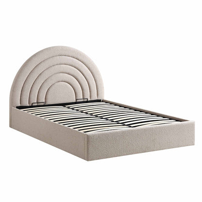 Lit coffre ottoman Archer Taupe Boucle