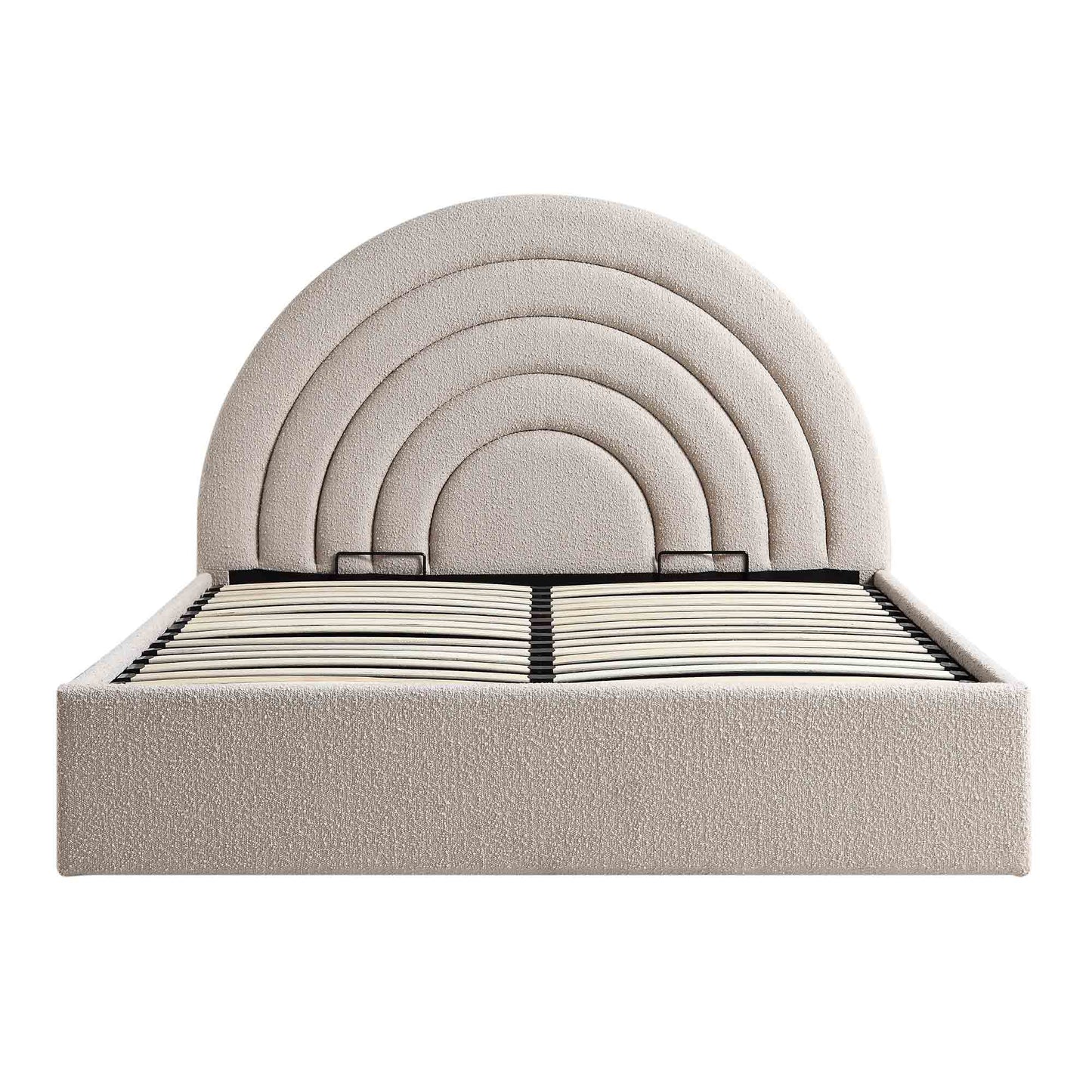 Lit coffre ottoman Archer Taupe Boucle