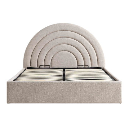 Lit coffre ottoman Archer Taupe Boucle