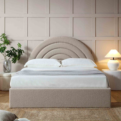 Lit coffre ottoman Archer Taupe Boucle