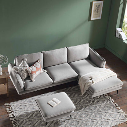 Tapis en laine tissé à la main Avanti gris clair et crème à pompons en losanges