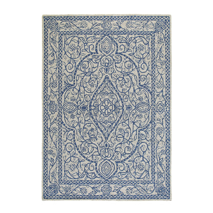 Tapis traditionnel en laine touffeté à la main Eden Blue Leaf