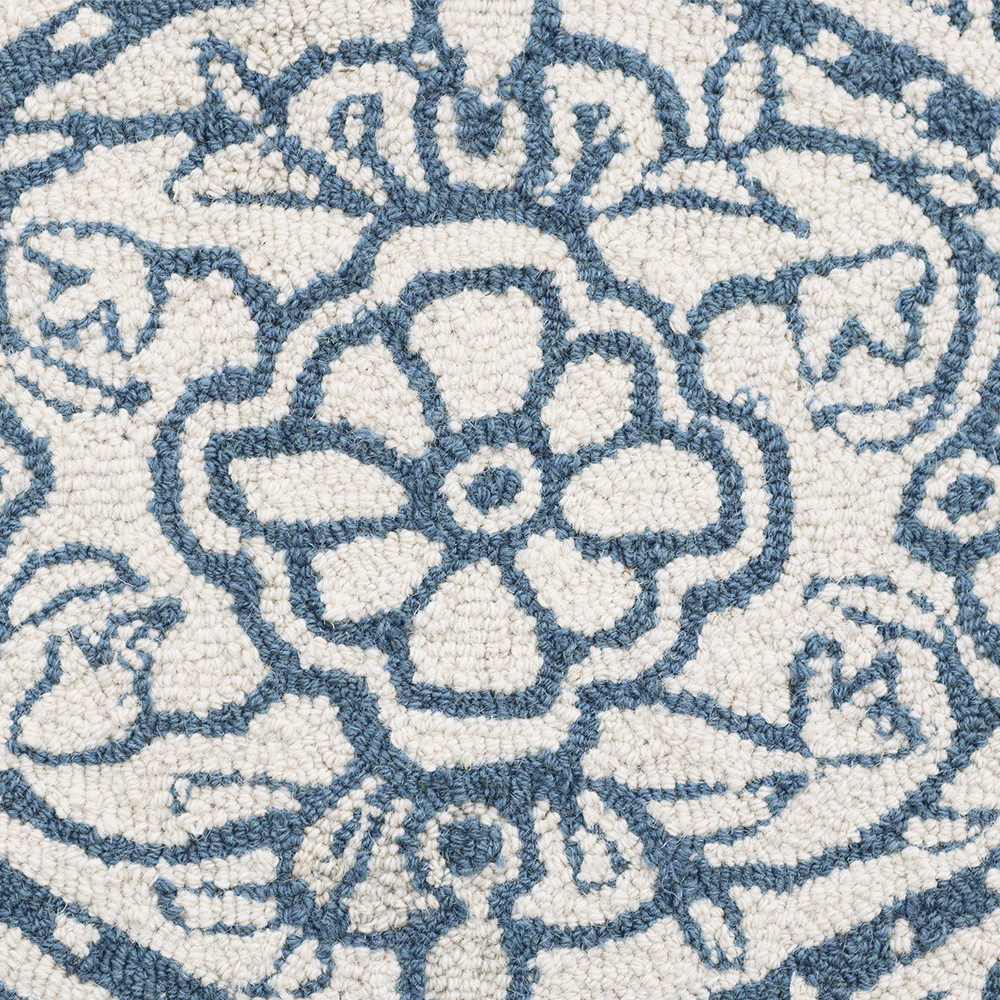 Tapis traditionnel en laine touffeté à la main Eden Blue Leaf