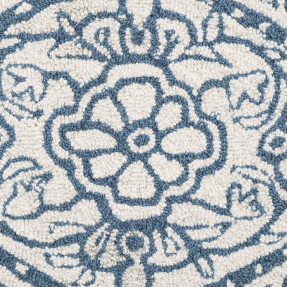 Tapis traditionnel en laine touffeté à la main Eden Blue Leaf