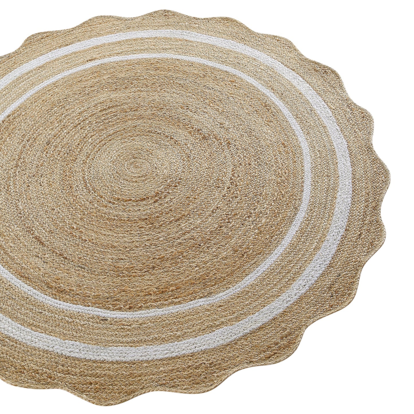 Tapis rond festonné en jute tressé à la main Evie