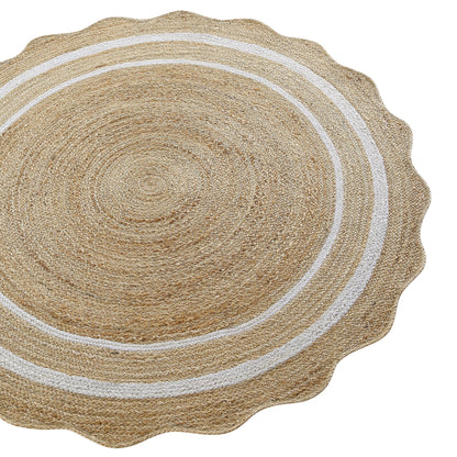 Tapis rond festonné en jute tressé à la main Evie