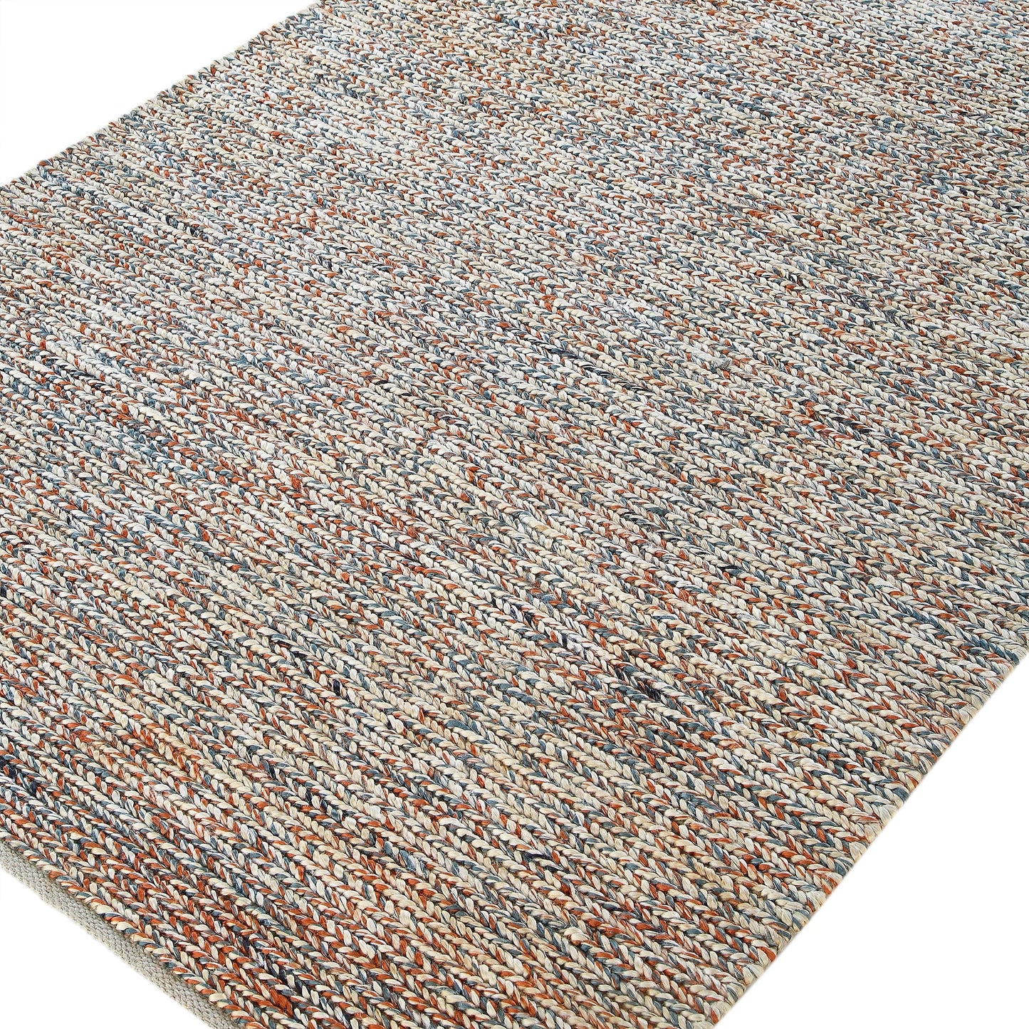 Tapis en jute tressé à la main Aurora bronze et bleu sarcelle