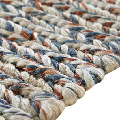 Tapis en jute tressé à la main Aurora bronze et bleu sarcelle