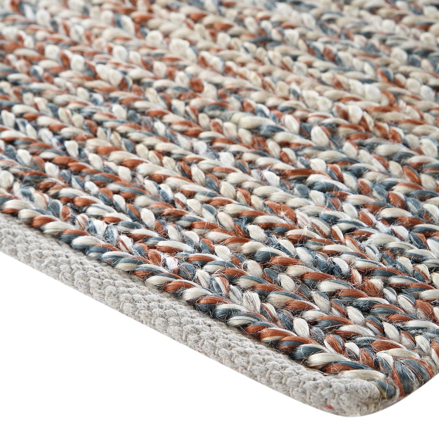 Tapis en jute tressé à la main Aurora bronze et bleu sarcelle