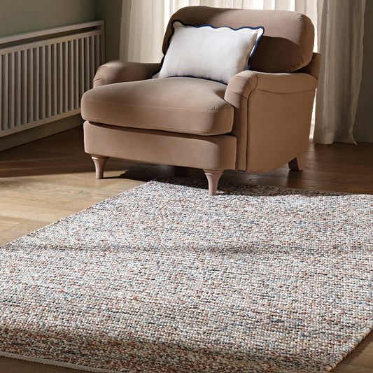 Tapis en jute tressé à la main Aurora bronze et bleu sarcelle